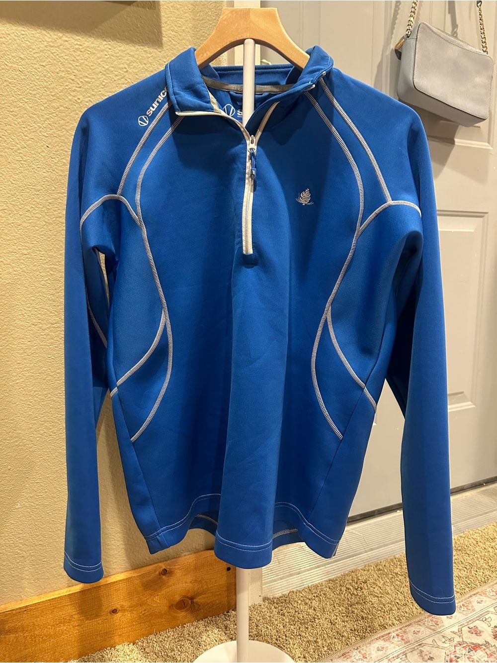 Sunice Royal Blue Zip-Front Performance Top with White Trim